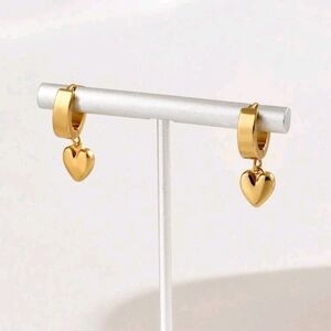 Gold Heart Hoop Earrings